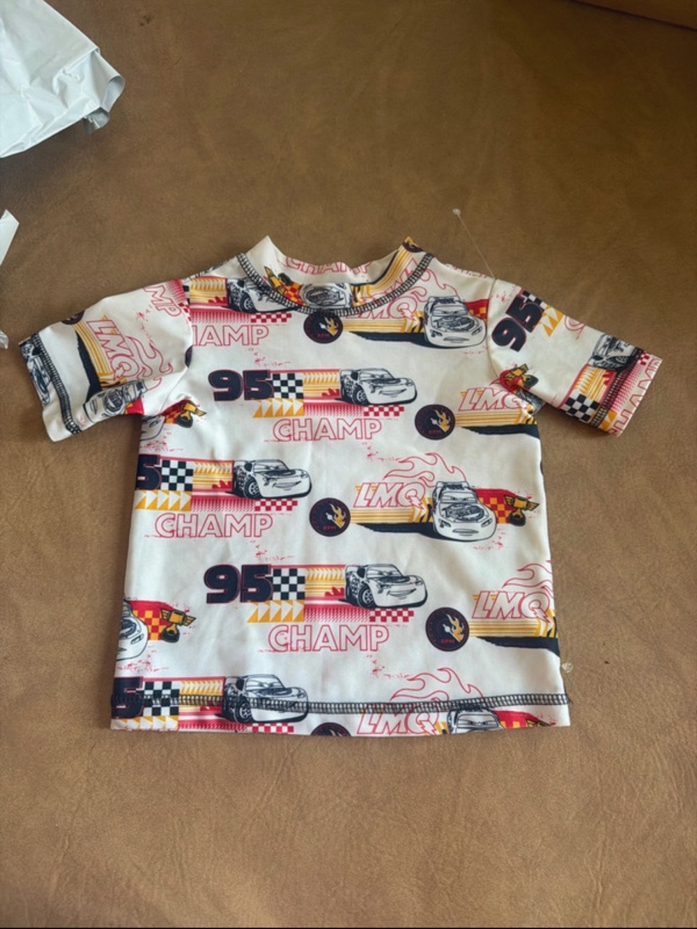 Disney White Racing Graphic Short-Sleeve Tee with Red & Yellow Accents